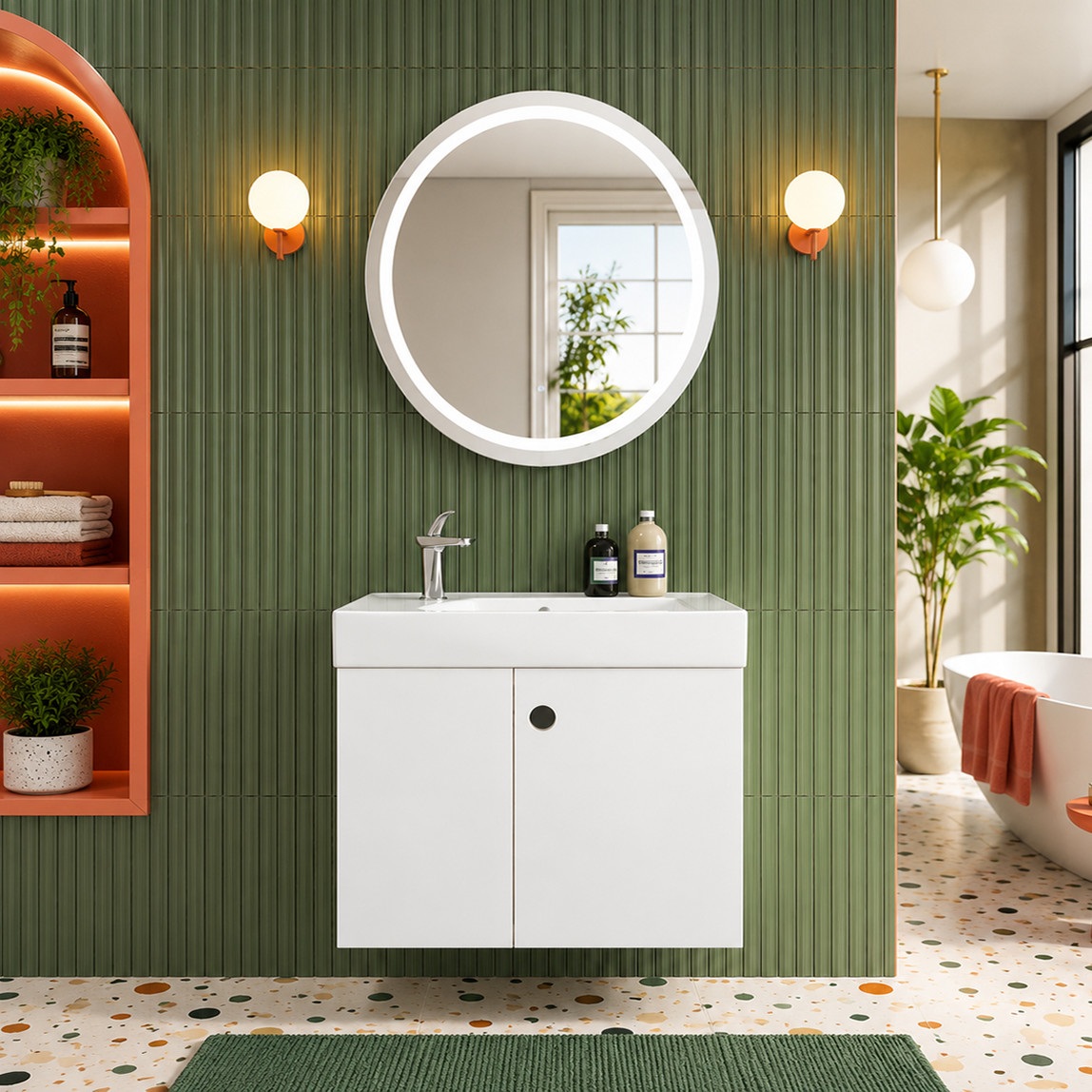 Gold Banyo Paco Aynalı 97 cm Takım Banyo Dolabı Beyaz — Ürün görünümü
