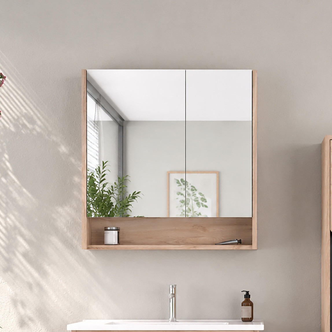 Bonitobagno Alberi Legnano Aynalı 80 cm Banyo Dolabı Üst Modül Açık Ceviz — Ürün görünümü