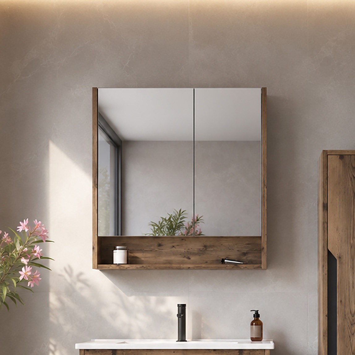 Bonitobagno Alberi Navaro Aynalı 80 cm Banyo Dolabı Üst Modül Ceviz — Ürün görünümü