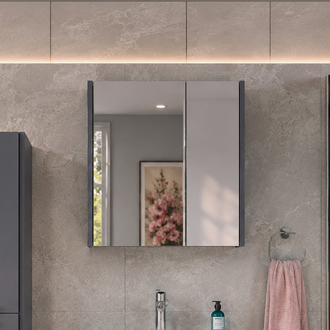 Bonitobagno Coste Aynalı 65 cm Banyo Dolabı Üst Modül Antrasit — Ürün görünümü