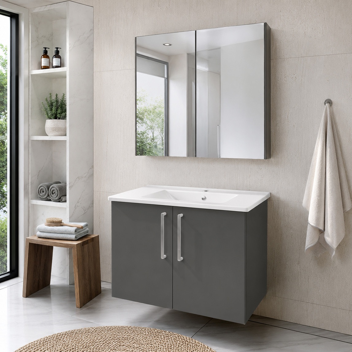 VitrA Antrasit Aynalı 80 cm Takım Banyo Dolabı — Ürün görünümü