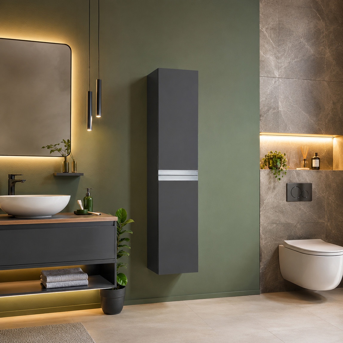 Bonitobagno Nola 40 cm Banyo Boy Dolabı Antrasit — Ürün görünümü