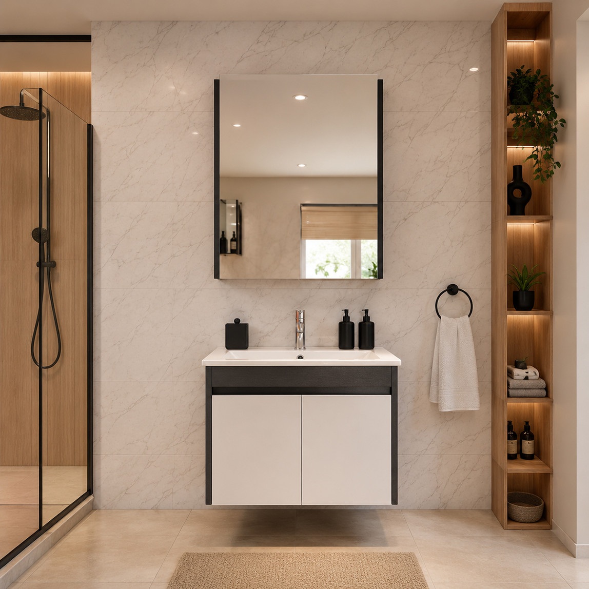 Basic MDF Aynalı 65 cm Takım Banyo Dolabı — Ürün görünümü